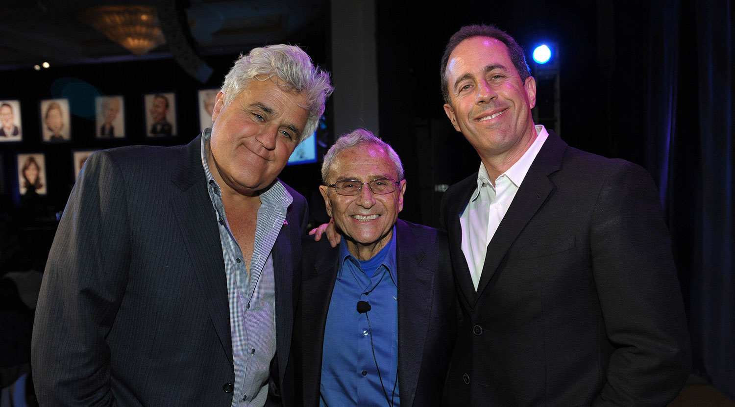 From left: Jay Leno, legendary talent manager George Shapiro, and Jerry Seinfeld 