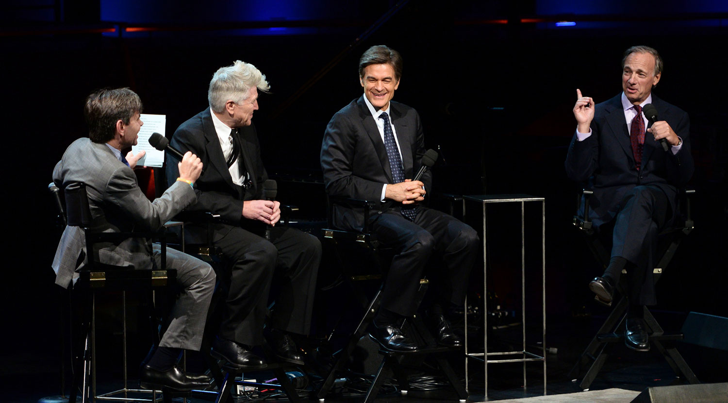 From left: George Stephanopoulos, David Lynch, Dr. Mehmet Oz, and Ray Dalio 