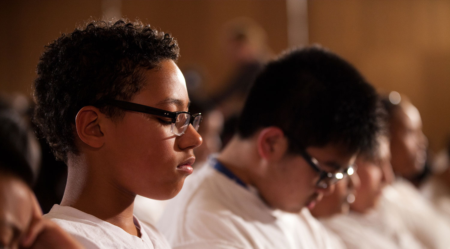 Group meditation in San Francisco Schools